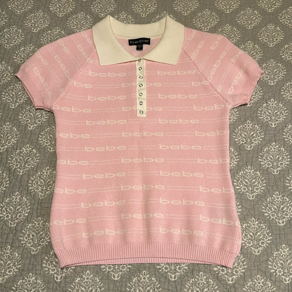 Bebe Logo Short Sleeve Sweater